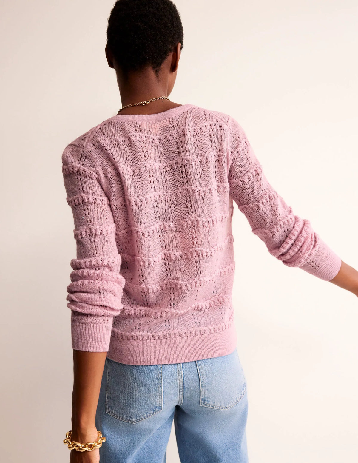 Fluffy Pointelle Cardigan-Spring Blossom Pink
