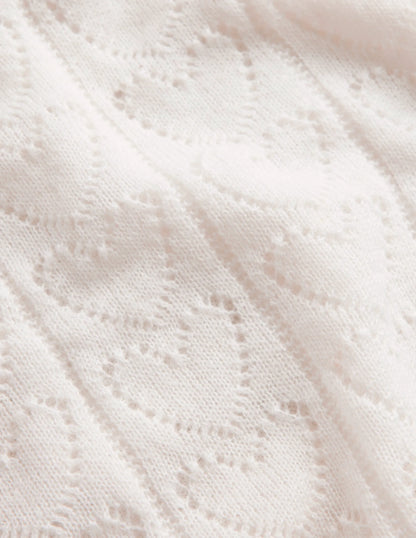 Fluffy Heart Pointelle Sweater-Warm Ivory