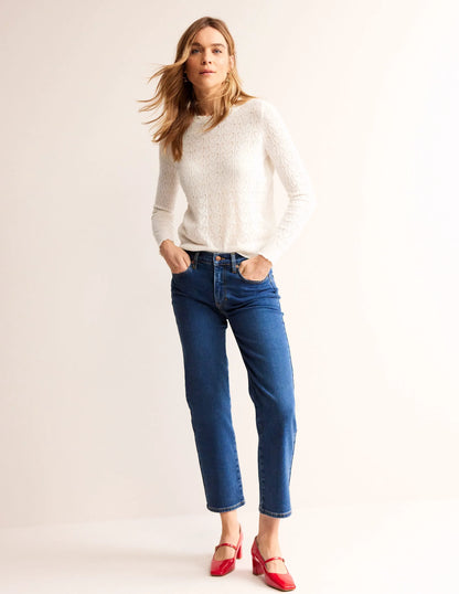 Fluffy Heart Pointelle Sweater-Warm Ivory