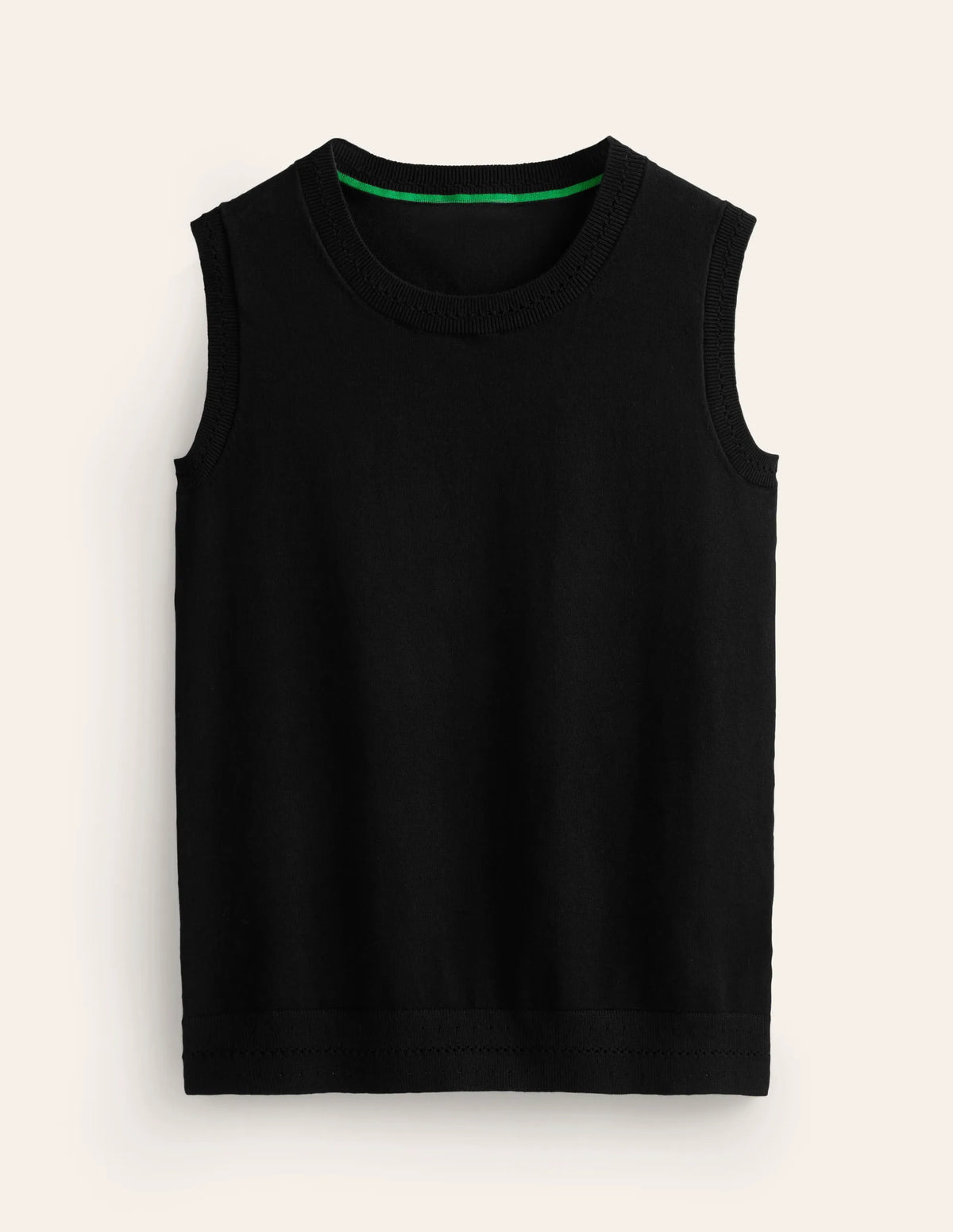 Catriona Crew Neck Cotton Vest-Black