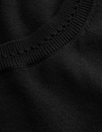 Catriona Crew Neck Cotton Vest-Black
