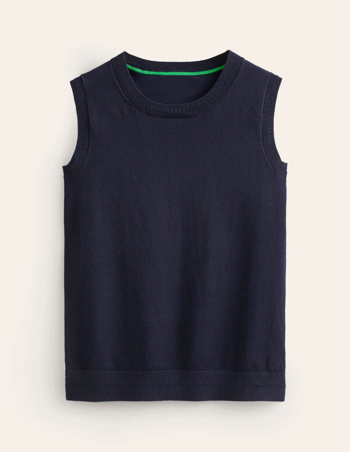 Catriona Crew Neck Cotton Vest-Navy