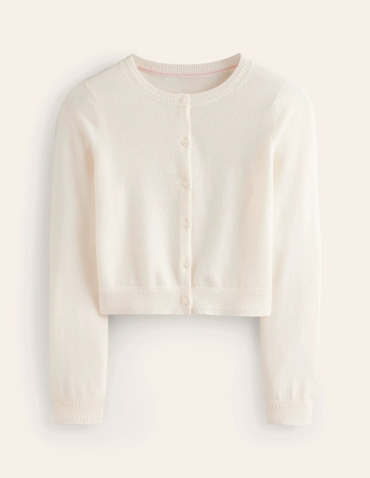 Eva Cashmere Cropped Cardigan-Warm Ivory