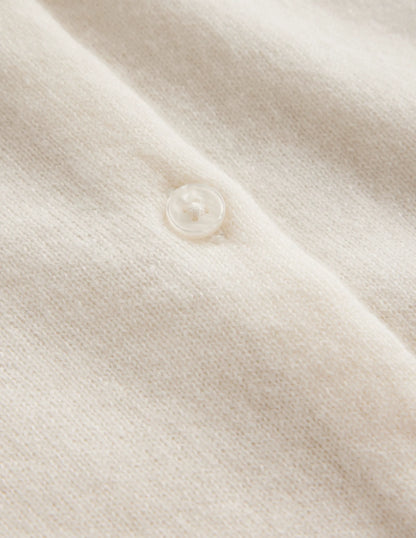 Eva Cashmere Cropped Cardigan-Warm Ivory