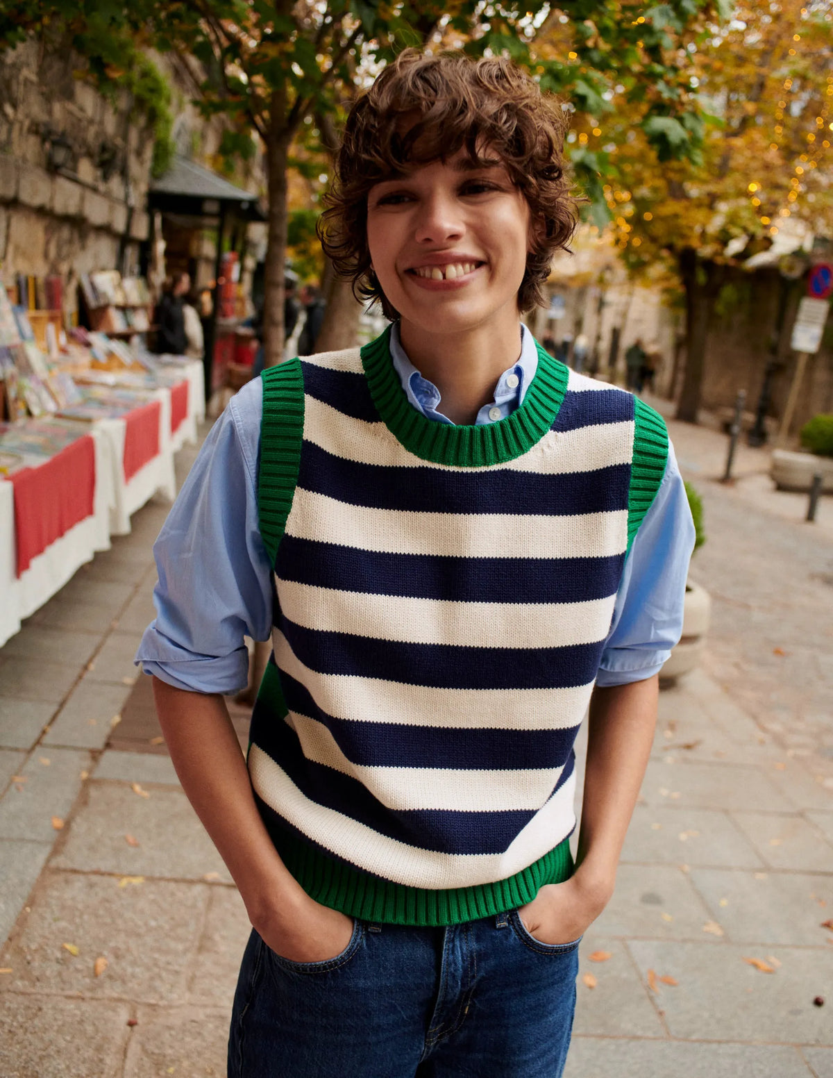 Hotch Potch Cotton Vest-Naval Academy, Ivory