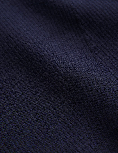Cotton Rib Boat Neck Sweater-Navy
