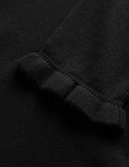 Cotton Merino Frill Sweater-Black