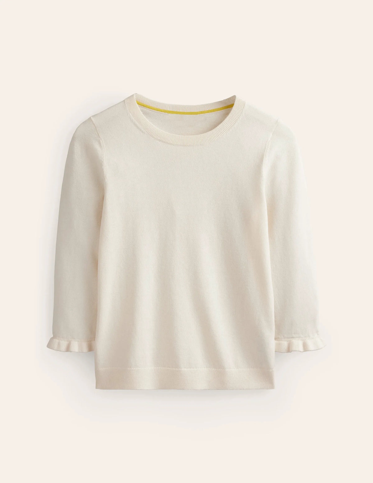 Cotton Merino Frill Sweater-Warm Ivory