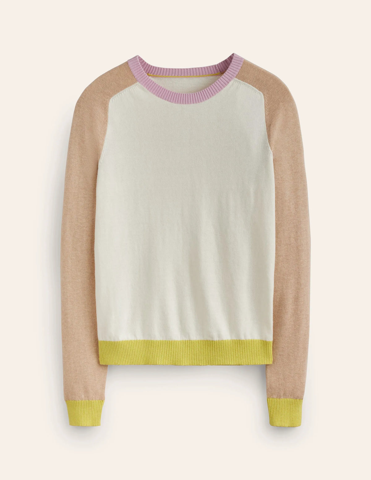Meg Raglan Sleeve Sweater-Ivory, Chinchilla Colourblock