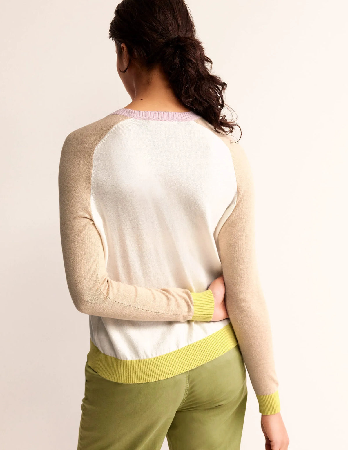 Meg Raglan Sleeve Sweater-Ivory, Chinchilla Colourblock
