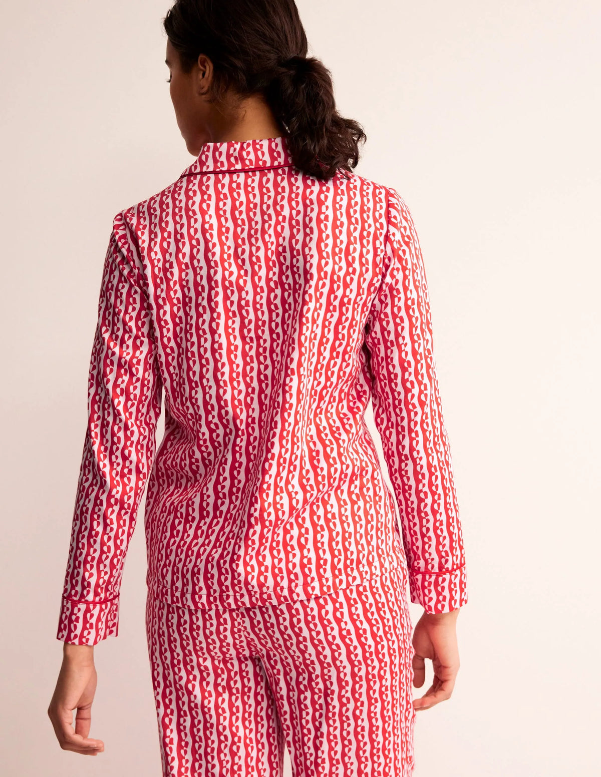 Cotton Sateen Pajama Shirt-Orchid Pink, Abstract Heart