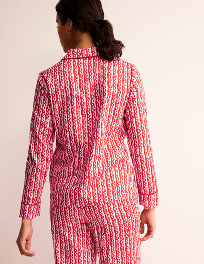 Cotton Sateen Pajama Shirt-Orchid Pink, Abstract Heart