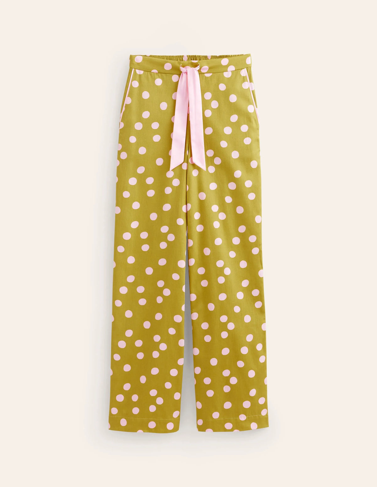 Cotton Sateen Pajama Trousers-Antique Moss