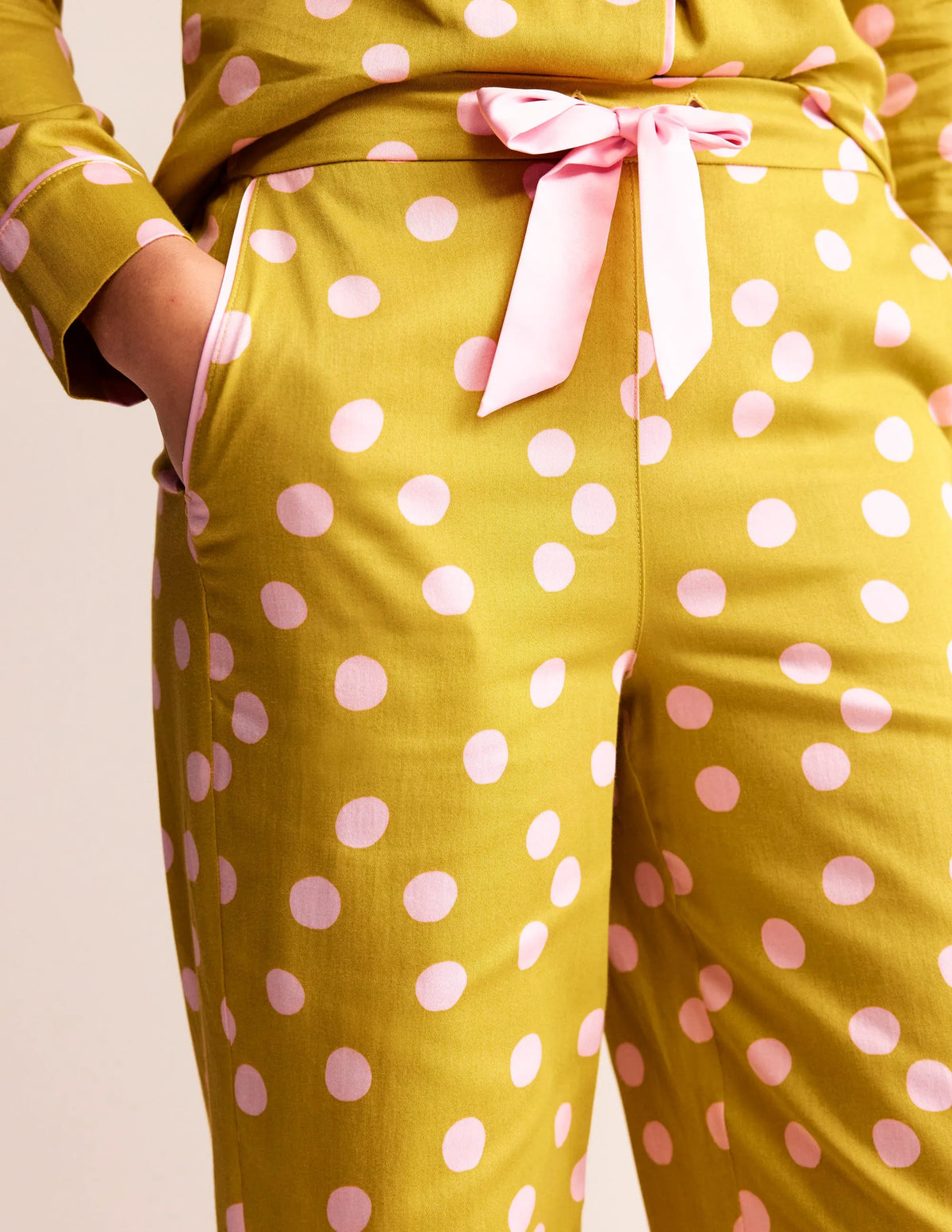 Cotton Sateen Pajama Trousers-Antique Moss
