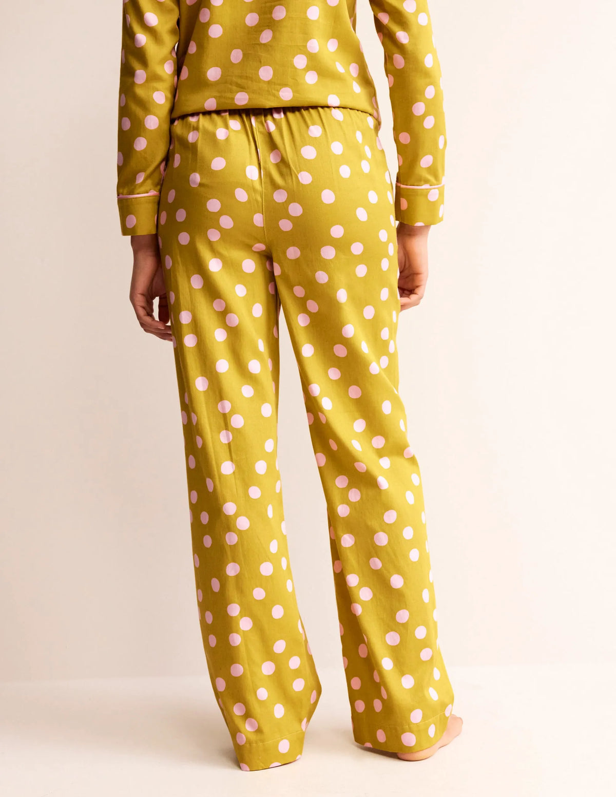 Cotton Sateen Pajama Trousers-Antique Moss