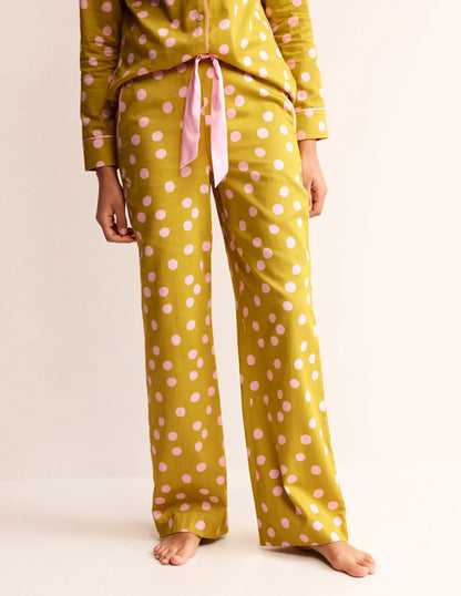 Cotton Sateen Pajama Trousers-Antique Moss