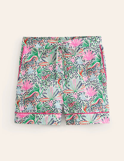 Cotton Sateen Pyjama Shorts-Multi, Wilderness