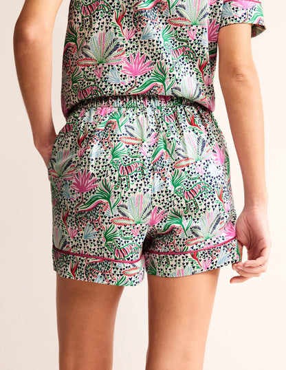 Cotton Sateen Pyjama Shorts-Multi, Wilderness