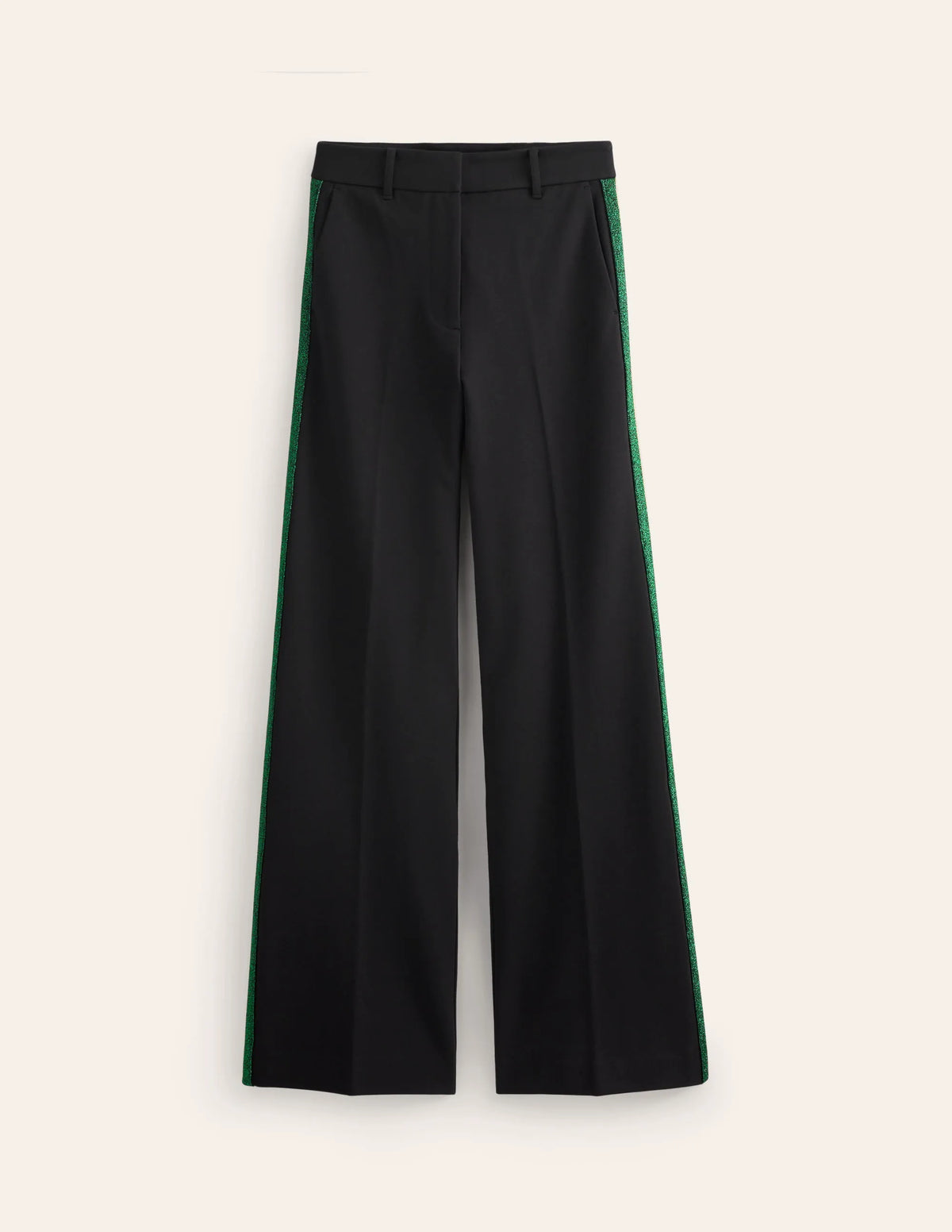Westbourne Ponte Trousers-Black with Metallic Stripe