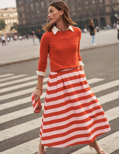 Isabella Cotton Sateen Skirt-Fiesta and Orchid Pink Stripe