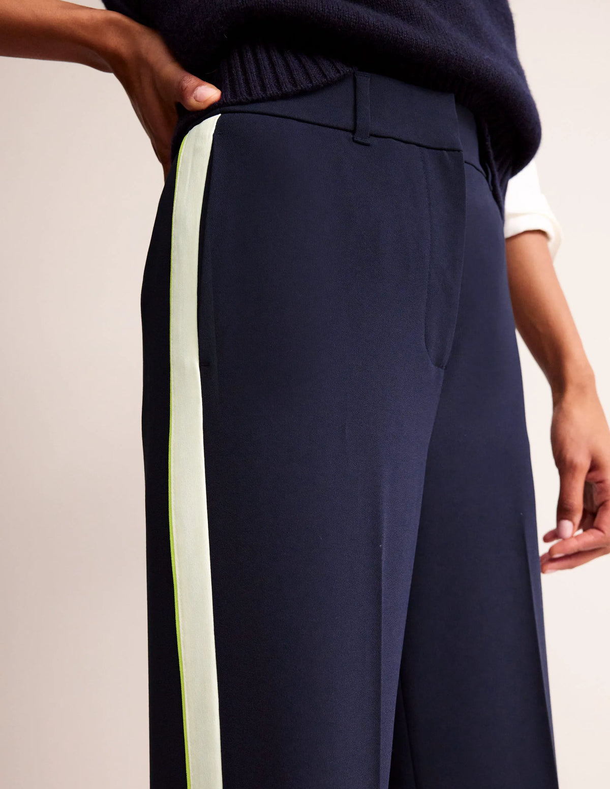 Westbourne Jersey Pants-Navy Side Stripe