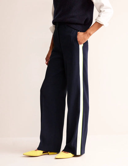 Westbourne Jersey Pants-Navy Side Stripe