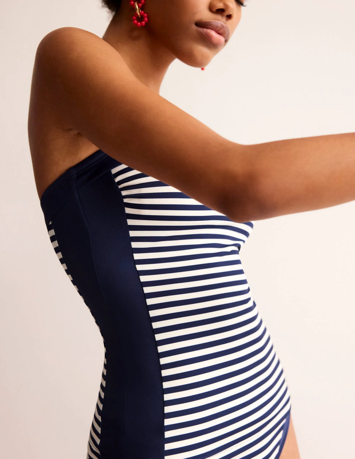 Santorini Tankini Top-French Navy, Ivory Stripe
