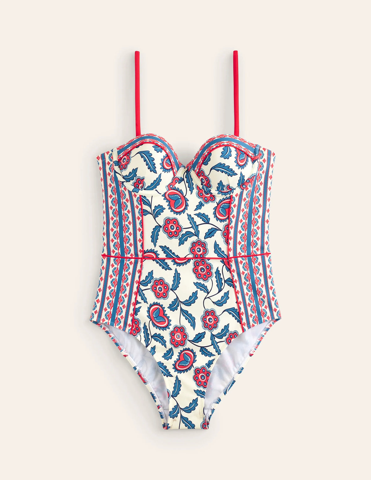 Rhodes Cup Sized Swimsuit-Ivory, Floret Vine