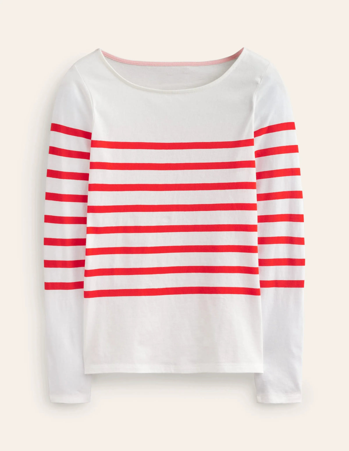 Ella Long Sleeve Breton-Ivory, Flame scarlett