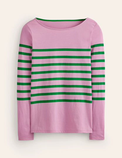 Ella Long Sleeve Breton-Pink, Green Placement