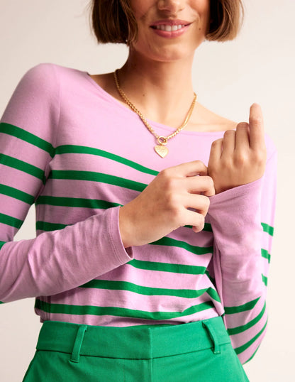 Ella Long Sleeve Breton-Pink, Green Placement