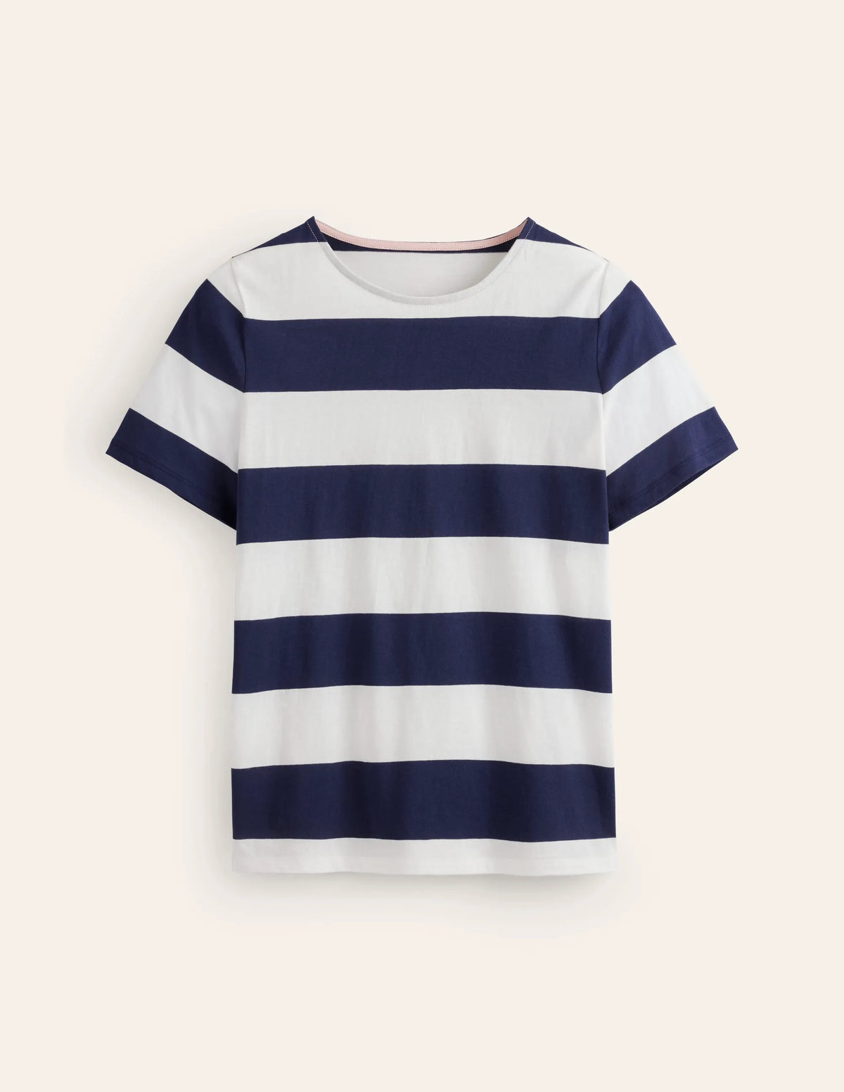Bea Short Sleeve Breton-Navy Ivory, Wide Stripe