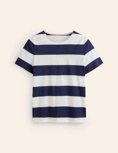 Bea Short Sleeve Breton-Navy Ivory, Wide Stripe