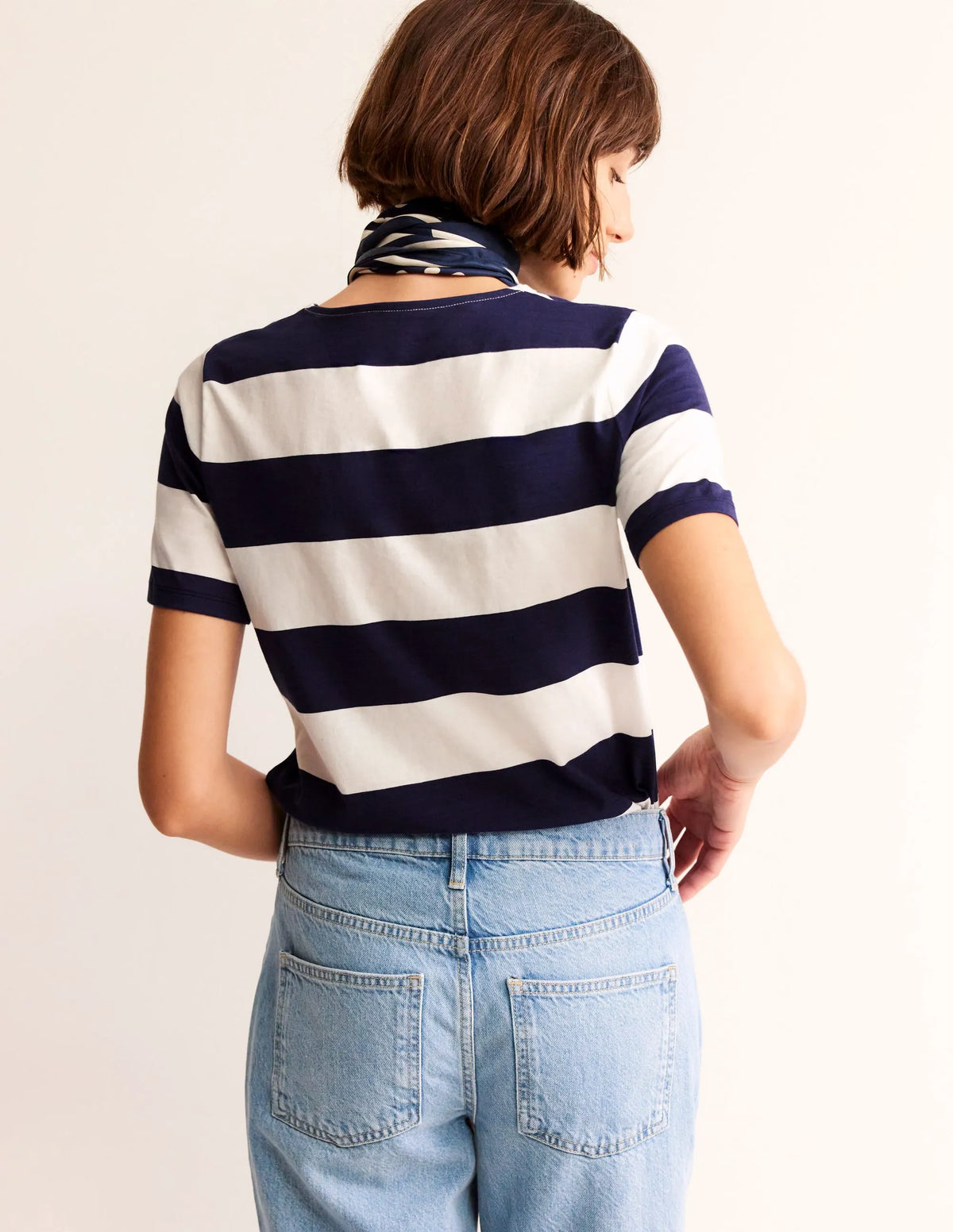 Bea Short Sleeve Breton-Navy Ivory, Wide Stripe