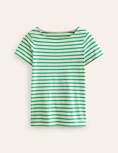 Ella Short Sleeve Breton-Ivory, Green
