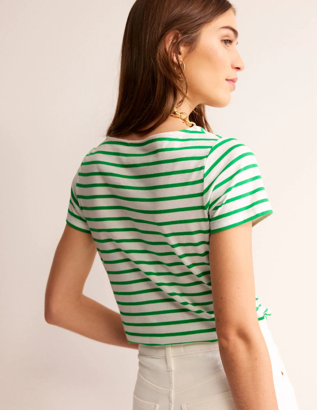 Ella Short Sleeve Breton-Ivory, Green