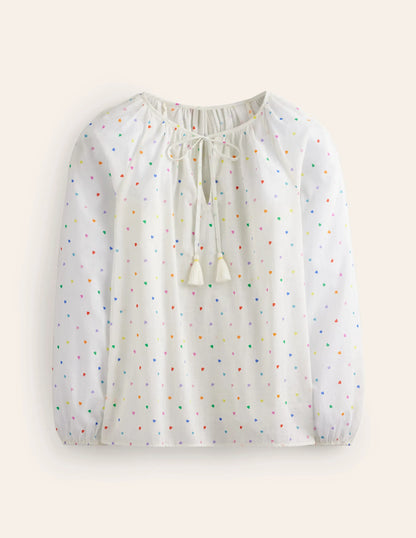 Serena Cotton Blouse-Multi, Confetti Hearts