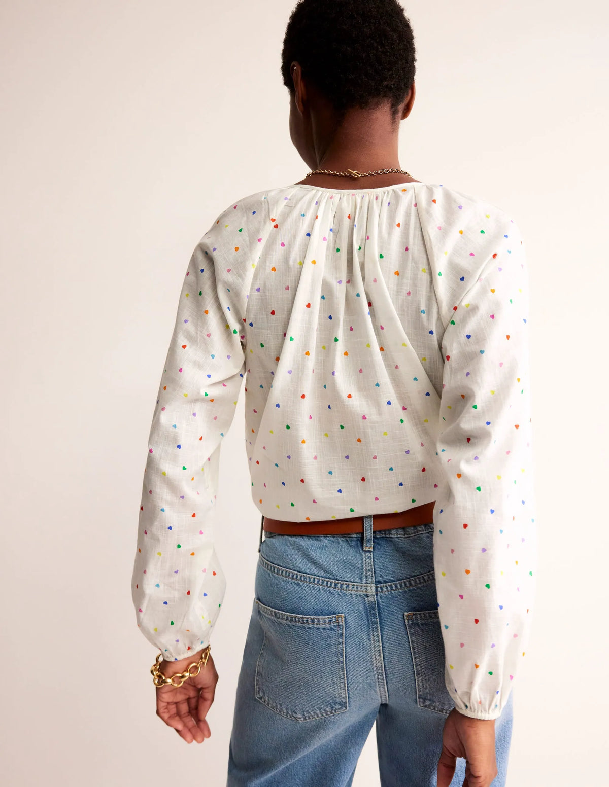 Serena Cotton Blouse-Multi, Confetti Hearts