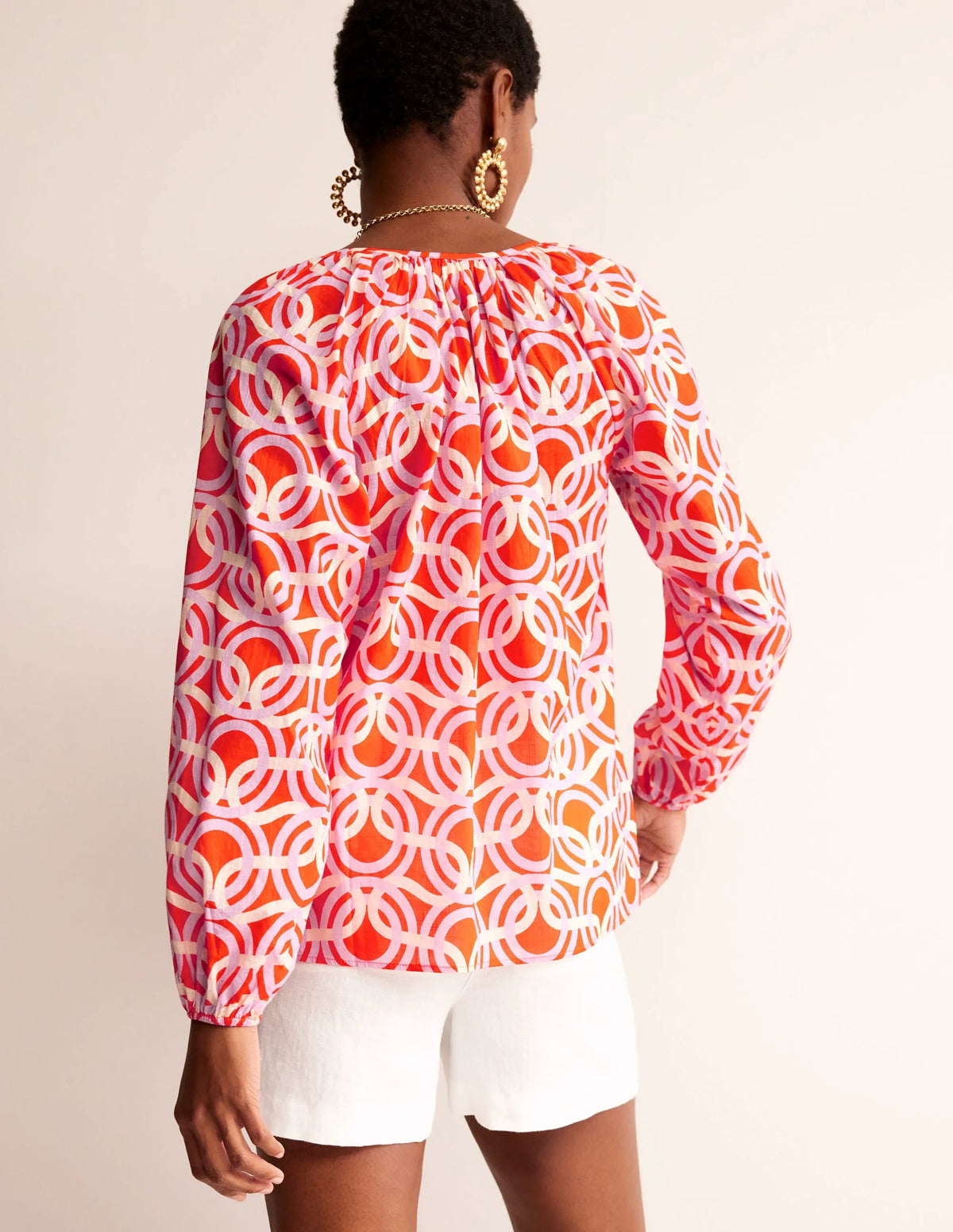 Serena Cotton Blouse-Fiesta, Geo Whirl