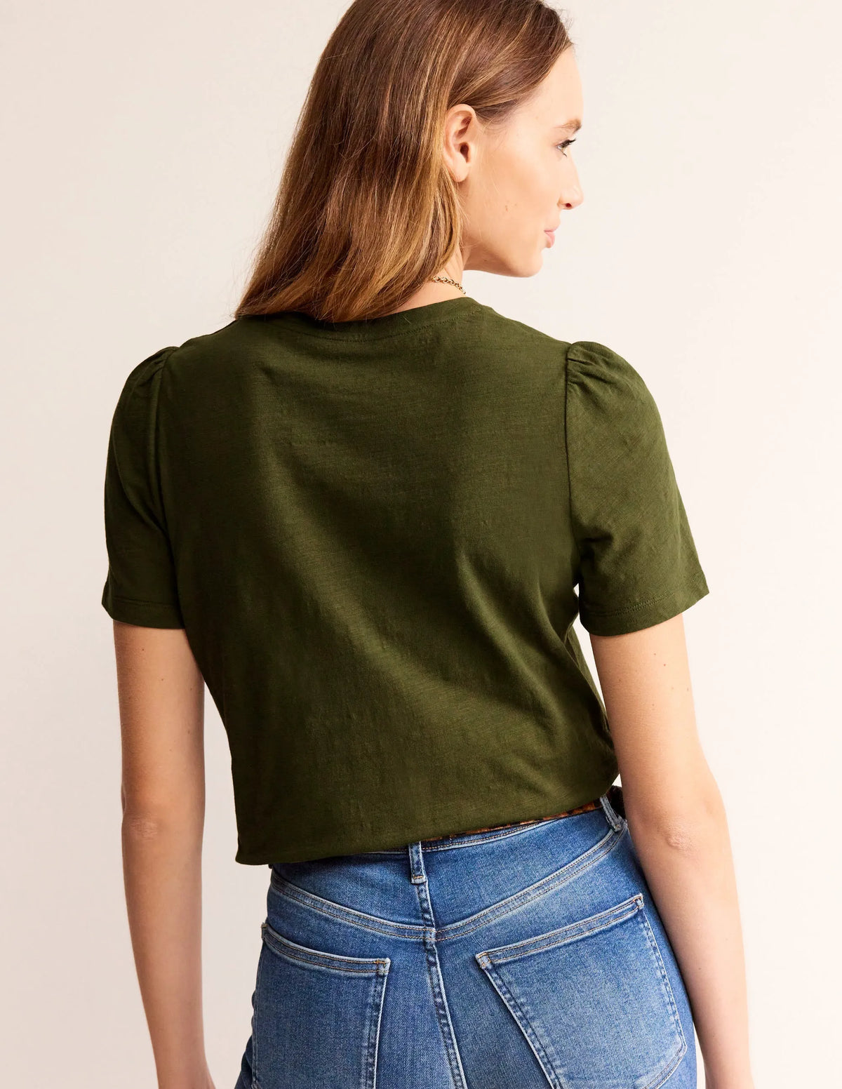 Cotton Puff Sleeve T-Shirt-Oregano