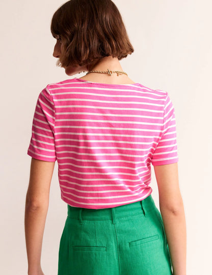 Crochet T-shirt-Pink, Ivory Cherries