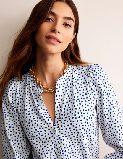 Marina Jersey Shirt-Ivory, Abstract Dot