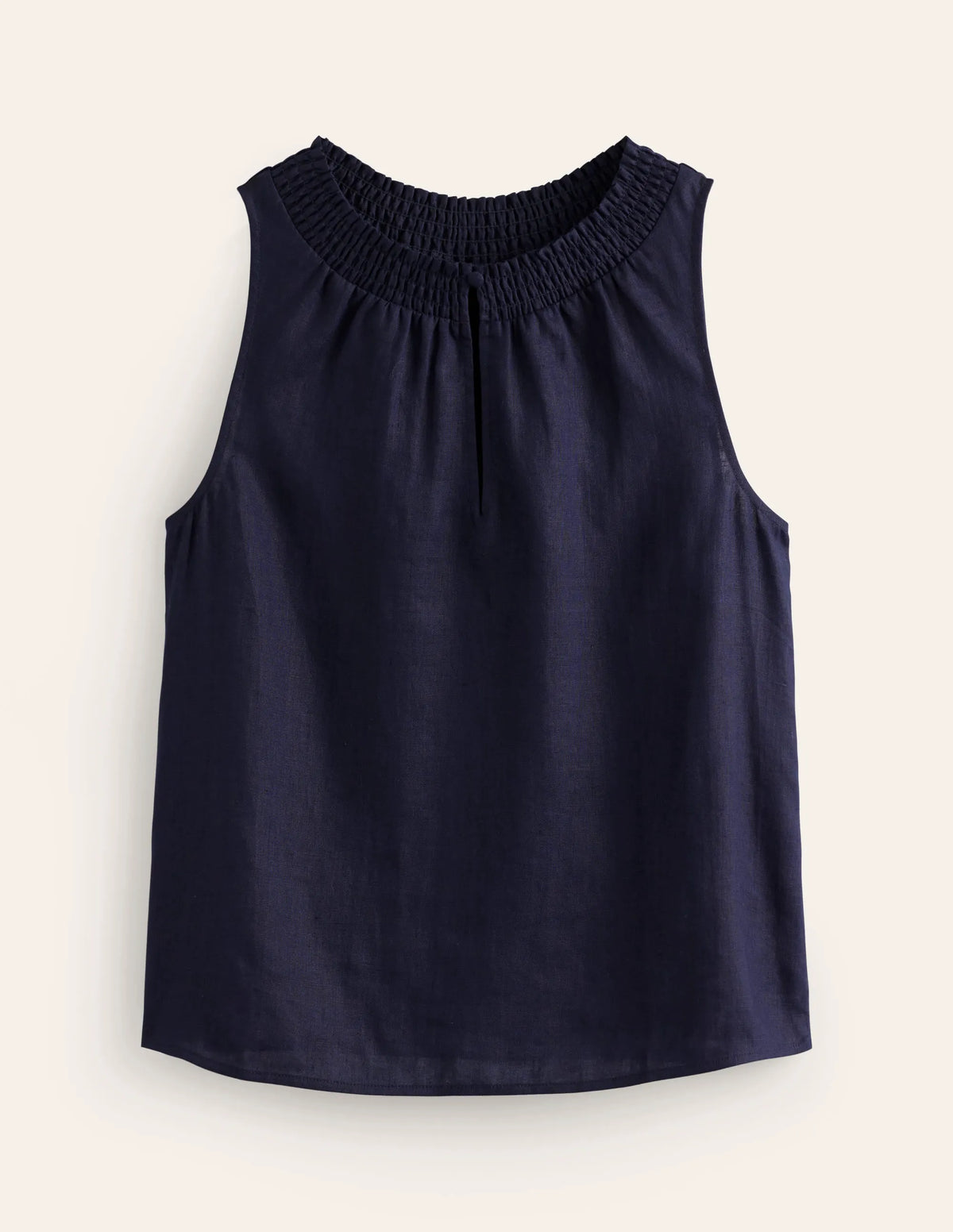 Georgia Linen Sleeveless Top-Navy