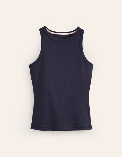 Ribbed Racer Vest-Navy