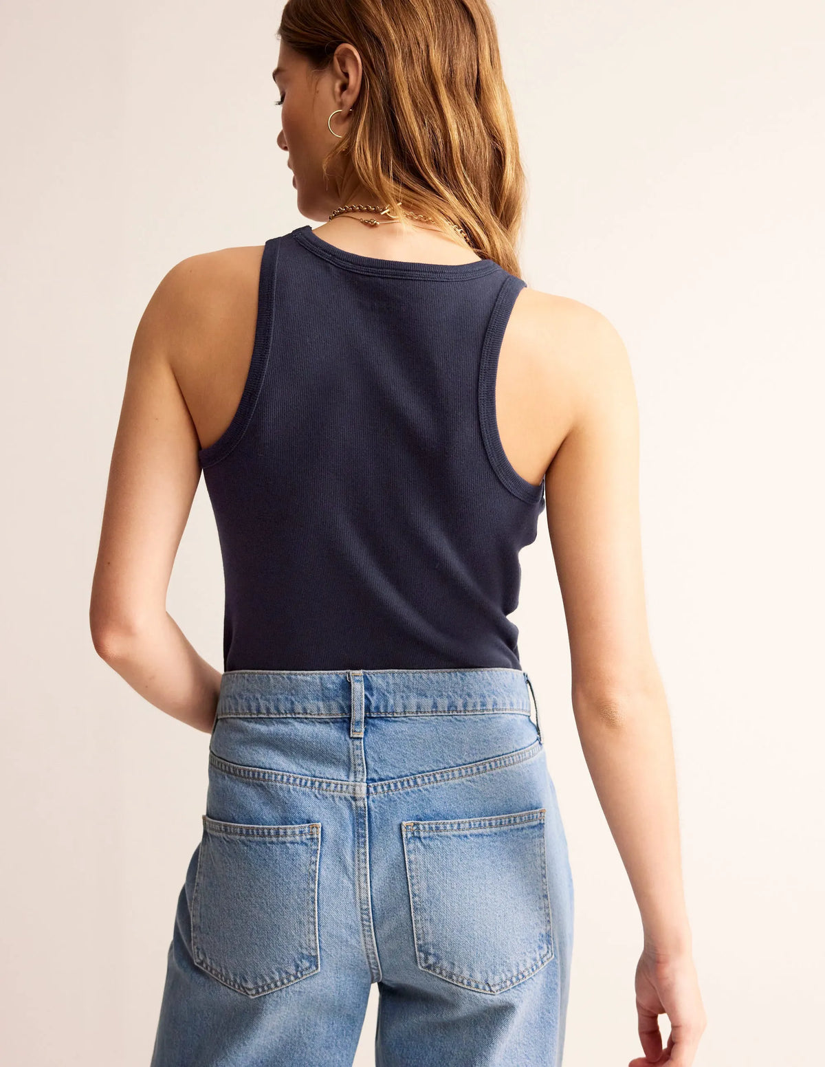 Ribbed Racer Vest-Navy
