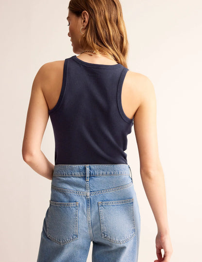Ribbed Racer Vest-Navy