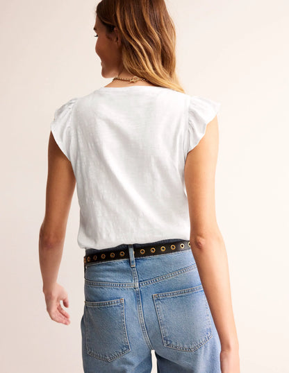 Cotton Flutter Top-White