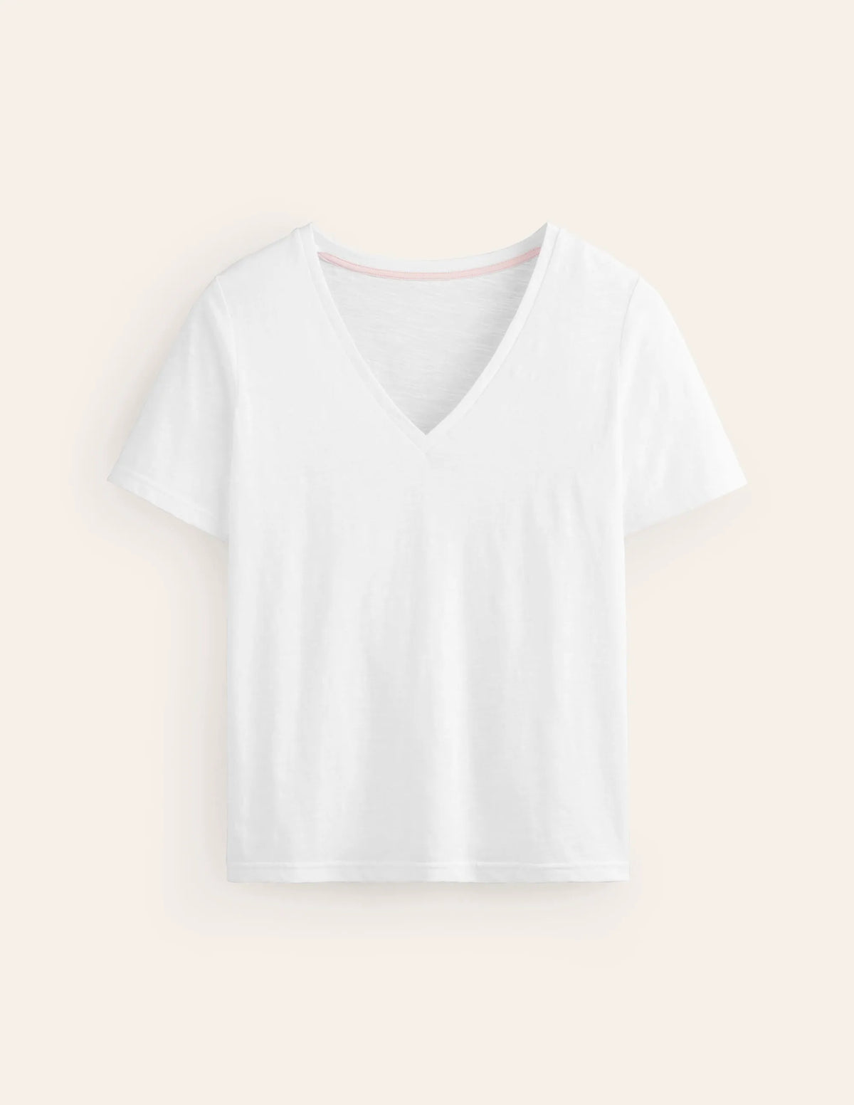Regular V-Neck Slub T-shirt-White
