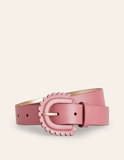 Scallop Buckle Belt-Rose Pink