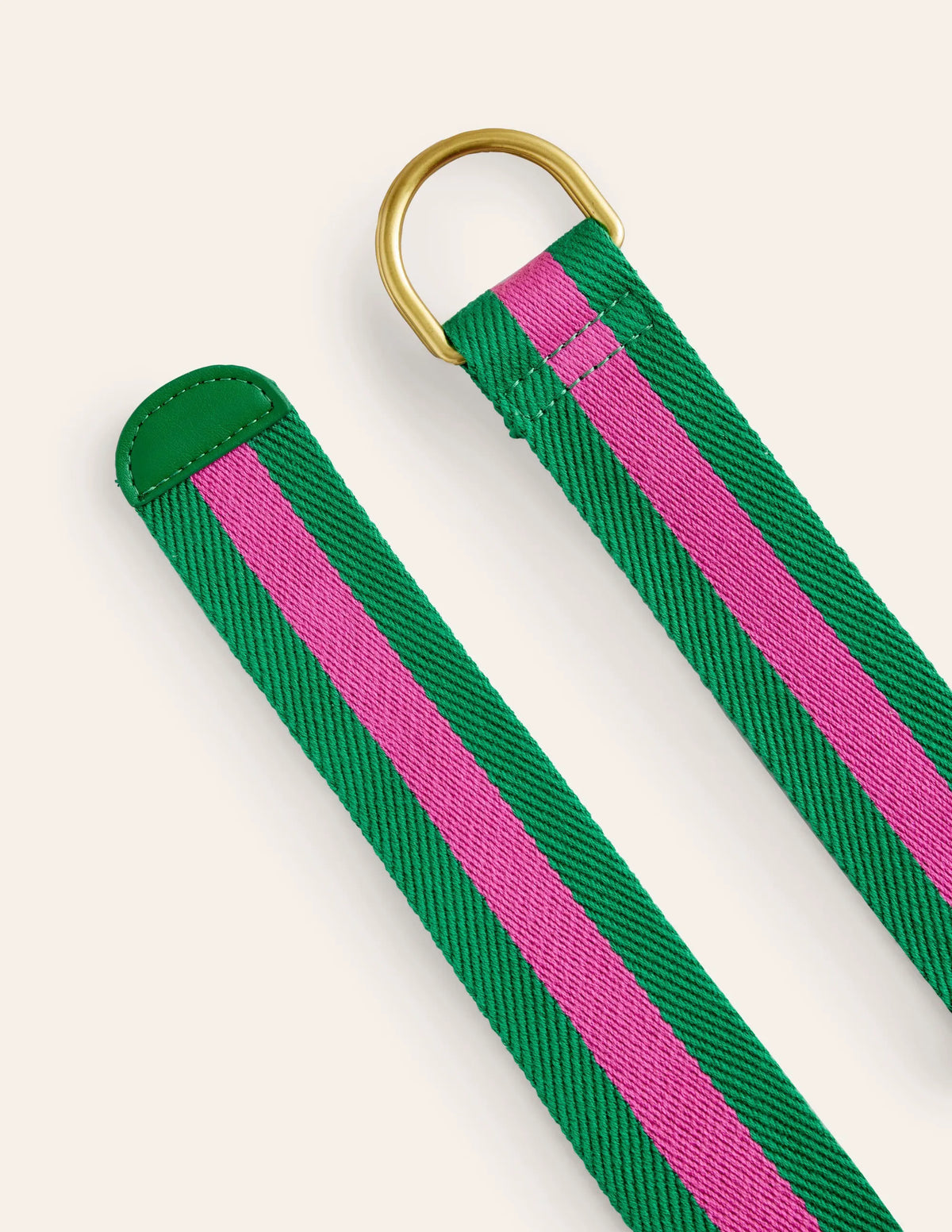 Webbing D-Ring Belt-Pink and Green